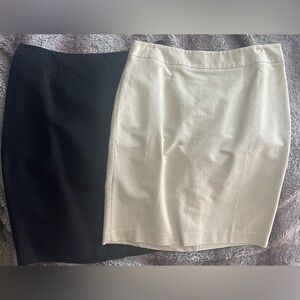 Coldwater Creek Black and Cream Pencil Skirt Duo Size 8 Petite Cotton Office